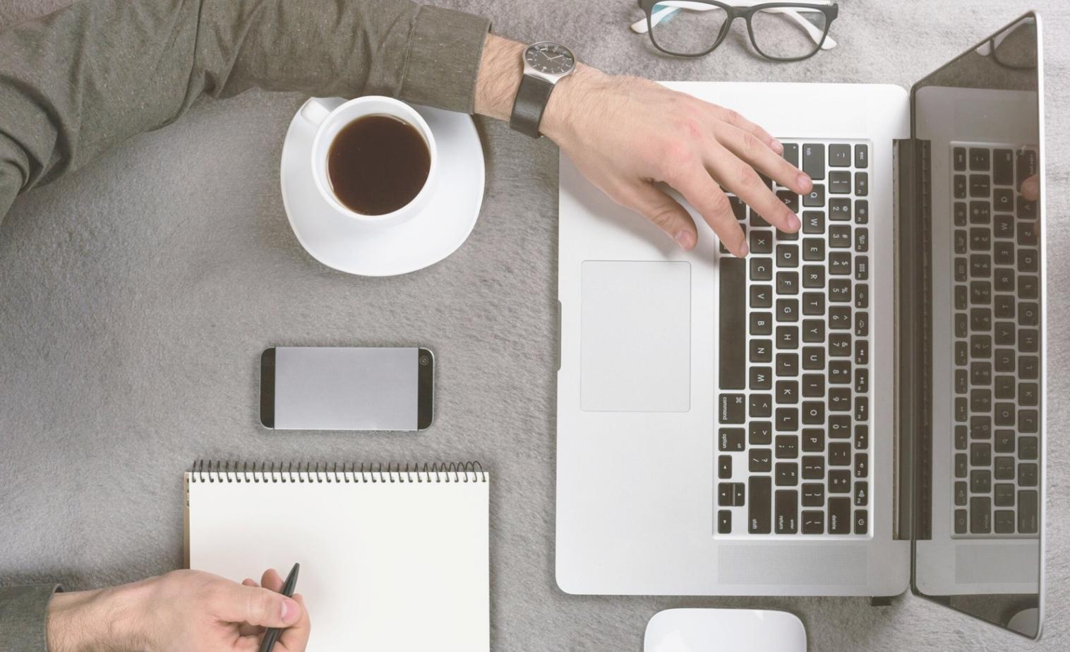 Modern office space with financial technology and data analysis tools